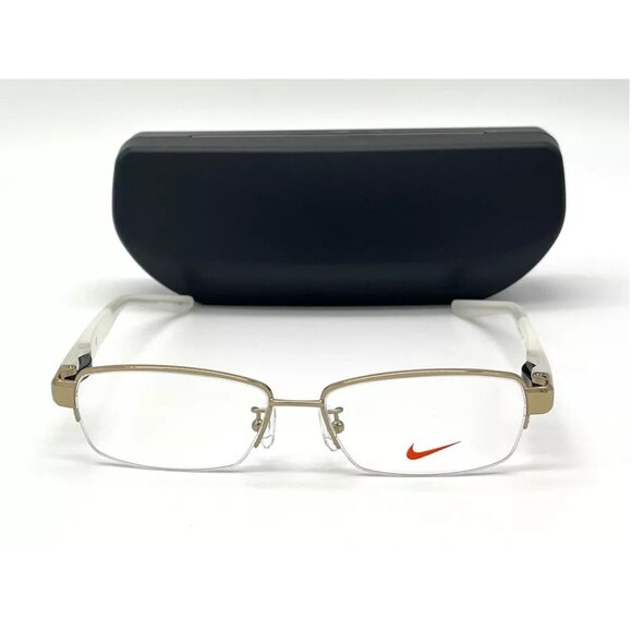 NIKE NK8121AF 650 Shiny Silver Transparent / Demo Lens 54mm Eyeglasses - Picture 2 of 4